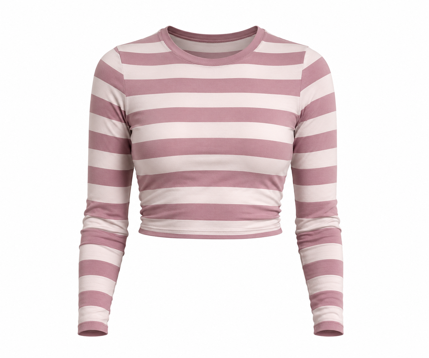 Women's Striped Fitted Long Sleeve Crop Top